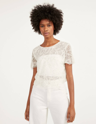 Bershka Camiseta Con Bordado Y Abalorios Mujer Xl Crudo precio