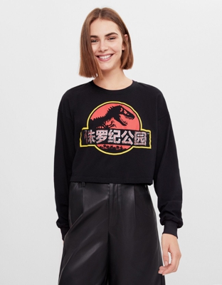 Bershka Camiseta Jurassic Park Mujer Xs Negro