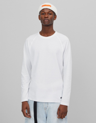 Bershka Camiseta Manga Larga Efecto Waffle Hombre M Blanco en oferta