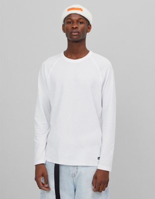 Bershka Camiseta Manga Larga Efecto Waffle Hombre M Blanco