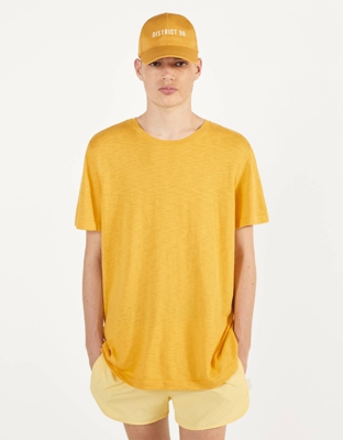 Bershka Camiseta De Manga Corta Hombre L Amarillo