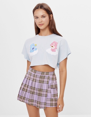 Bershka Camiseta Care Bears Cropped Mujer M Azul Claro