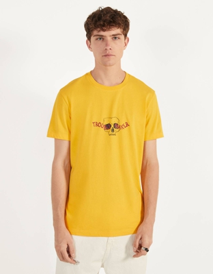 Bershka Camiseta Con Estampado Calavera Hombre S Mostaza