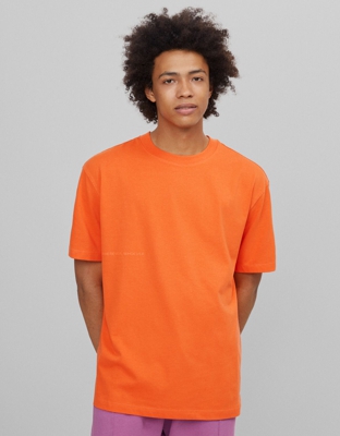 Bershka Camiseta Manga Corta B3 Project Hombre S Naranja