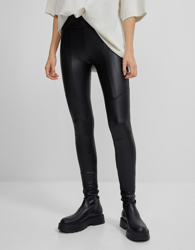 Bershka Leggings Efecto Piel Mujer Xs Negro características