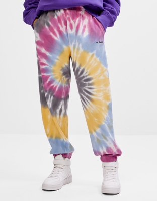 Bershka Pantalón Jogger Tie Dye Mujer M Azul