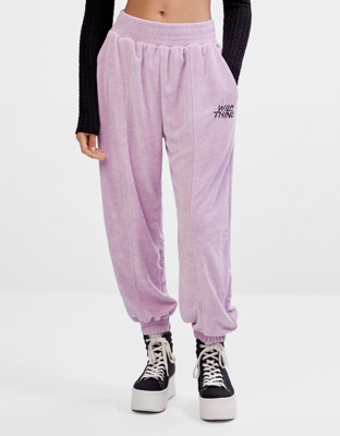 Bershka Pantalón Jogger Tondosado Mujer M Morado