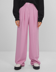 Bershka Pantalón Wide Leg Mujer S Rosa en oferta