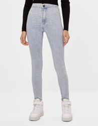 Bershka Pantalón Jegging High Waist Mujer 34 Azul Lavado características
