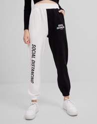 Bershka Pantalón Jogger Contraste Mujer M Crudo en oferta