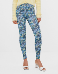 Bershka Legging Estampado Flores Mujer S Azul precio