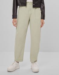 Bershka Pantalón Slouchy Con Cintura Elástica Mujer 32 Verde características