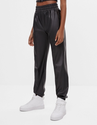 Bershka Pantalón Jogger Efecto Piel Mujer S Negro