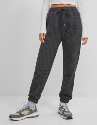 Bershka Pantalón Jogger Textura Mujer L Gris