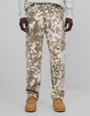 Bershka Pantalón Straight Print Hombre 40 Crudo