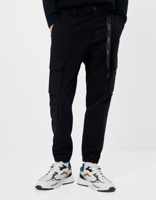 Bershka Pantalón Cargo Hombre Xl Negro