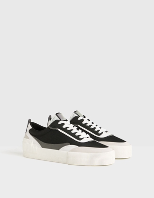Bershka Zapatilla Combinada Tejido Hombre Hombre 45 Negro