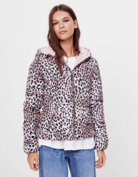Bershka Cazadora Puffy Animal Print Mujer Xs Rosa características