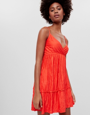 Bershka Vestido Corto Tirantes Mujer Xs Rojo