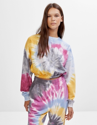 Bershka Sudadera Tie Dye Mujer S Azul