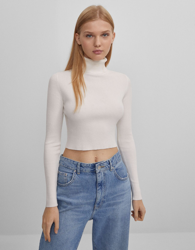 Bershka Jersey Cuello Alto Mujer Xs Blanco características