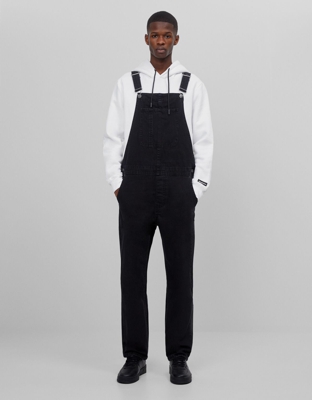 Bershka Peto Denim Wide Leg Hombre S Negro