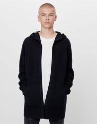 Bershka Cardigan Capucha Estructura Hombre Xl Negro precio