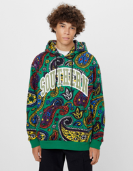 Bershka Sudadera Paisley Capucha Hombre Xl Verde características