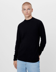 Bershka Jersey Cuello Perkins Hombre S Negro características