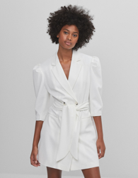 Bershka Vestido Blazer Con Manga Volumen Mujer Xs Blanco Roto características