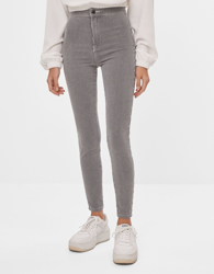 Bershka Pantalón Jegging High Waist Mujer 32 Gris precio