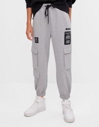 Bershka Pantalón Jogger Cargo Felpa Mujer M Gris características