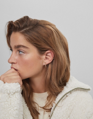 Bershka Set Pendientes Negros Mujer Oro