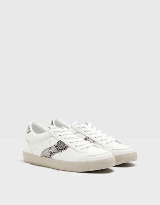 Bershka Zapatillas Grabadas Detalle Print Animal Mujer 36 Blanco