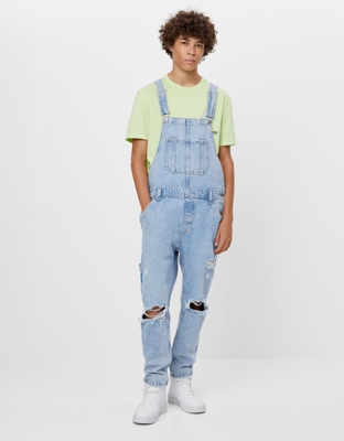 Bershka Peto Denim Rotos Hombre Xs Azul Lavado