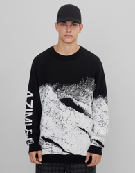 Bershka Jersey Print Montaña Hombre Xl Negro precio