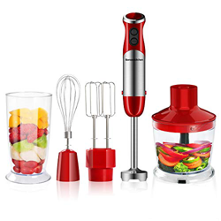 Bonsenkitchen Batidora de Mano 5 en 1, Batidora Multifuncional de Acero Inoxidable de 800 W con Picadora de 500 ml, Vaso Medidor de 600 ml, batidor, B en oferta