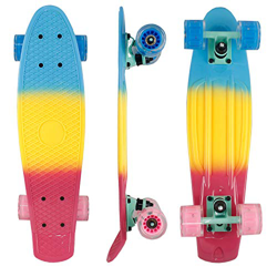 Eseewin 22"x6 Monopatín Mini Cruiser Completo para Principiantes Jóvenes Adolescentes Niñas Niños con Ruedas LED (Rainbow) características