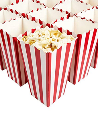 SiMin 24 PCS Cajas de Palomitas,Caja de Palomitas Carton Caramelo Contenedor Pop Corn Box Palomitas Bolsa para Fiestas(Rojo)