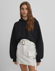 Bershka Falda Cargo Con Cinturón Mujer 40 Crudo en oferta