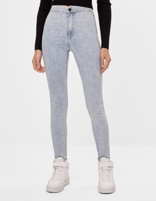 Bershka Pantalón Jegging High Waist Mujer 42 Azul Lavado