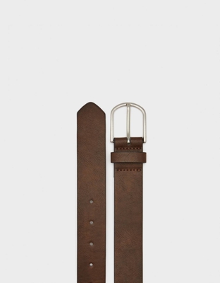 Bershka Cinturón Con Hebilla Hombre 85 Marrón