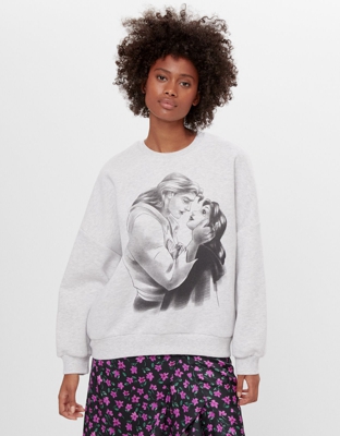 Bershka Sudadera Bella Y Bestia Mujer L Gris
