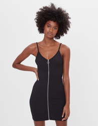 Bershka Vestido Con Cremallera Mujer M Negro en oferta