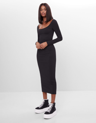 Bershka Vestido Corset Midi Mujer Xs Negro precio