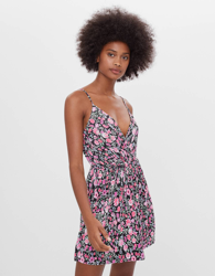 Bershka Vestido Tirantes Flores Mujer L Negro precio