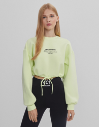 Bershka Sudadera Cropped Mujer Xs Lima en oferta