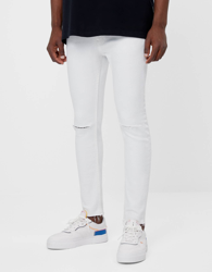 Bershka Jeans Super Skinny Hombre 40 Blanco en oferta