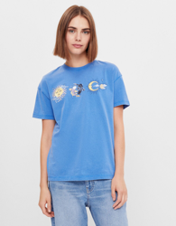 Bershka Camiseta Print Mujer S Azul en oferta