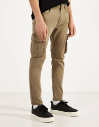 Bershka Pantalón Cargo Skinny Fit Hombre 44 Kaki en oferta